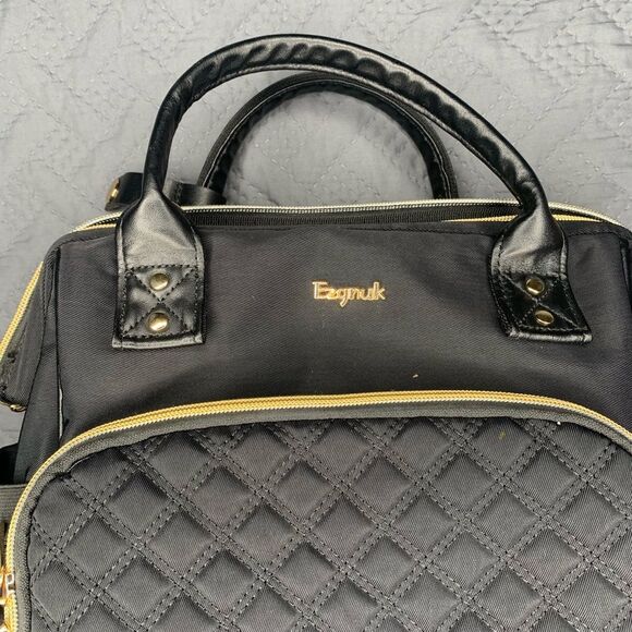 Black Quilted Diaper Bag with Teddy Bear - Picture 3 of 11